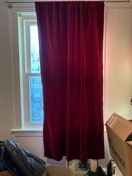 Photo of free Red wine long velvet curtains (Waltham near Belmont line) #2