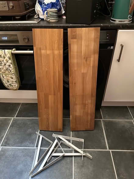 Photo of free 2 x solid wood shelves and brackets (LA1 Bowerham) #1