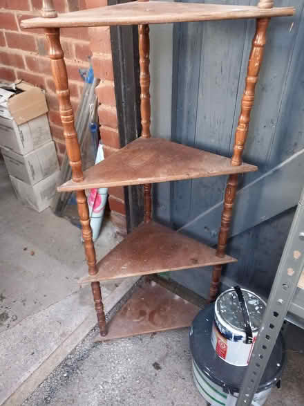 Photo of free small, wood corner shelf unit (Bare LA4) #1