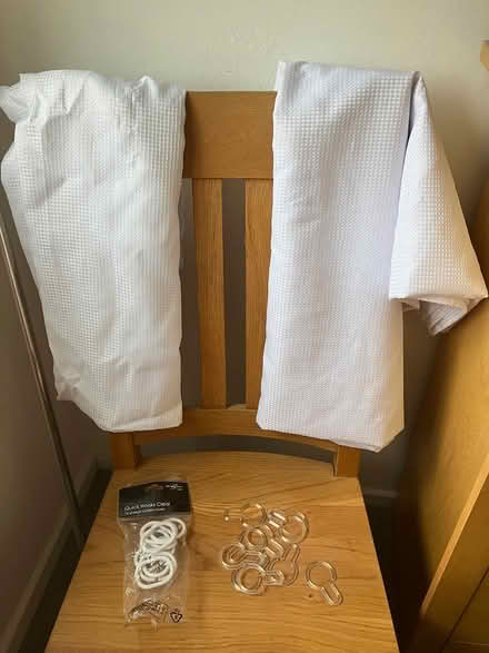 Photo of free White shower curtains/curtain hooks (Orpington) #3