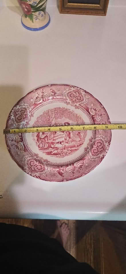 Photo of free Red Transferware Plate "Dancers" (Bellflowet) #2