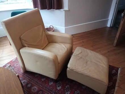 Photo of free Leather chair and footstool (Congleton Hightown) #3