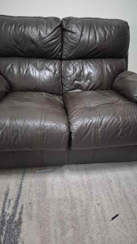 Photo of free Brown leather 2 seater sofa (Charlton Hayes BS34) #2