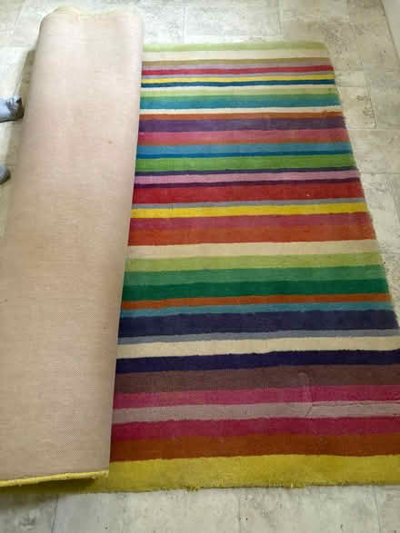 Photo of free Rainbow stripe rug (Fairfield Park) #1