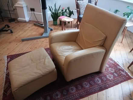 Photo of free Leather chair and footstool (Congleton Hightown) #1