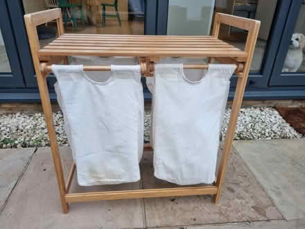 Photo of free Wood framed double laundry basket (Hurst Park, Molesey KT8) #1