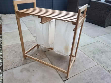 Photo of free Wood framed double laundry basket (Hurst Park, Molesey KT8) #3