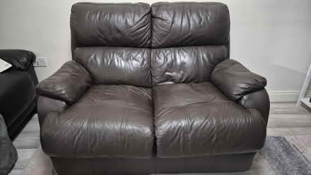 Photo of free Brown leather 2 seater sofa (Charlton Hayes BS34) #1