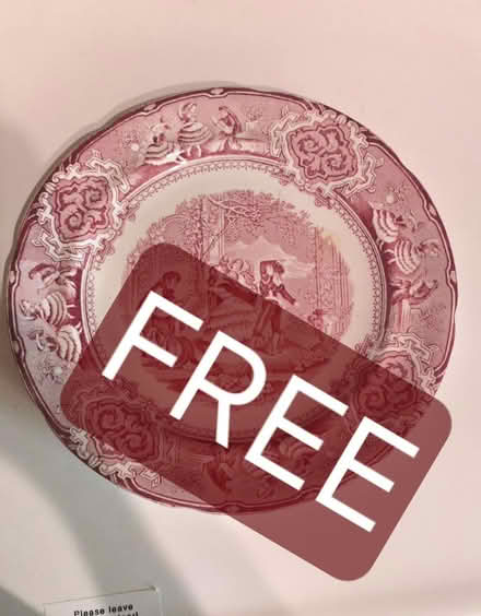 Photo of free Red Transferware Plate "Dancers" (Bellflowet) #1