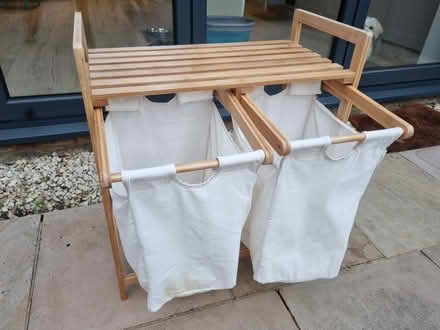 Photo of free Wood framed double laundry basket (Hurst Park, Molesey KT8) #2