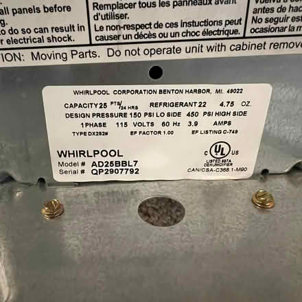 Photo of free Whirlpool dehumidifier (Hillman City / Columbia City) #3