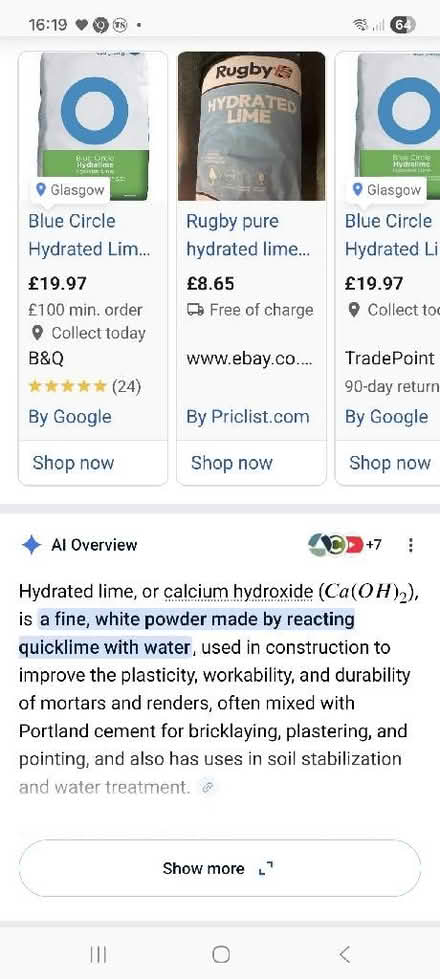 Photo of Hydrated Lime (Underbarrow LA8) #1