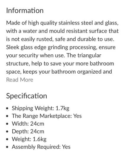 Photo of free Glass golden corner shelves (Earls Court SW5) #3