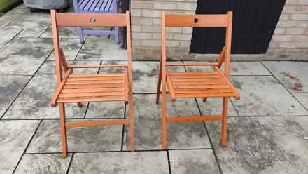 Photo of free Two fold-up wooden chairs (Stanway CO3) #1