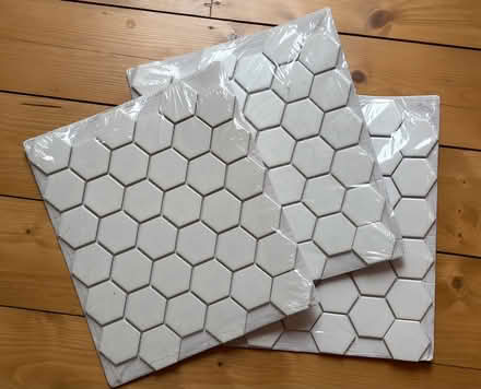 Photo of free 3x white hexagonal mosaic tiles (Highgate N6) #1