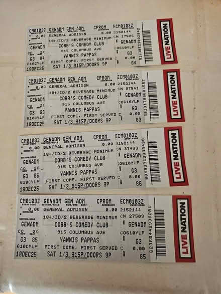 Photo of free Tickets to Cobbs Comedy 1/3 (South San Francisco) #1