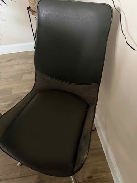 Photo of free 4 grey faux leather dining chairs (Halstead CO9) #1