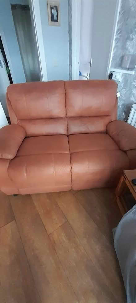 Photo of free 2 seater suede effect sofa (Sunny Hill DE23) #1