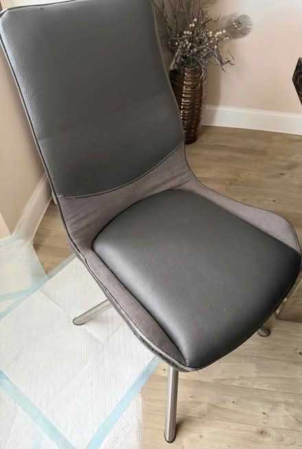 Photo of free 4 grey faux leather dining chairs (Halstead CO9) #4