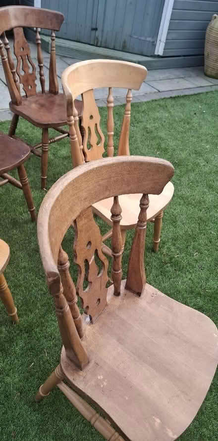 Photo of free 6 x solid wood (pine) farmhouse style dining chairs (Boughton Monchelsea ME17) #3