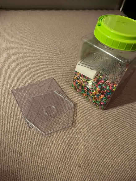 Photo of free Big jar of Hama beads and peg board shapes (Shepherds Bush W14) #1