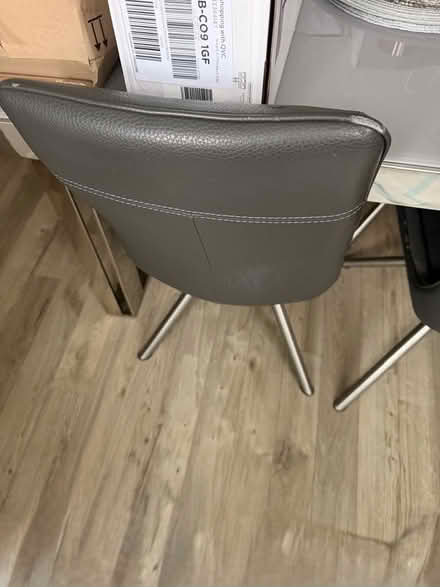 Photo of free 4 grey faux leather dining chairs (Halstead CO9) #2