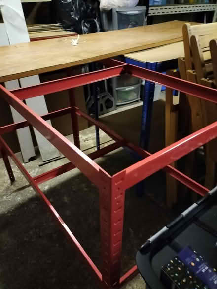 Photo of free 2 Red 1 Blue Metal Shelving Units (Hilsea Portsmouth PO2) #1