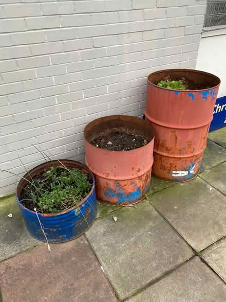 Photo of free 9 FREE Barrel Planters (Chorlton Road, M16) #1