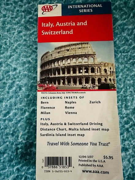 Photo of free AAA Map of Italy, Austria, Switzer (Heritage District, Sunnyvale) #1