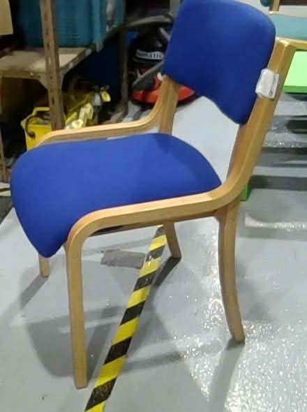 Photo of free Chair with blue fabric and birch coloured frame (Walton Summit PR5) #1