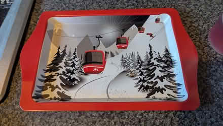 Photo of free Small metal tray with ski scene (Malvern Link WR14) #1