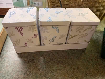 Photo of free 3 metal storage tins & tray. (Pipe Aston SY8) #1