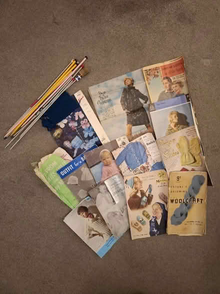 Photo of free Assortment of vintage fabrics, patterns, and knitting things (New Marston OX3) #4