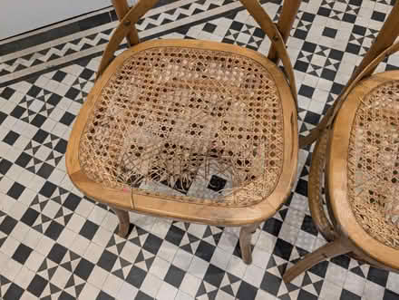 Photo of free 2 woden chairs, broken rattan seats (Putney SW15) #3