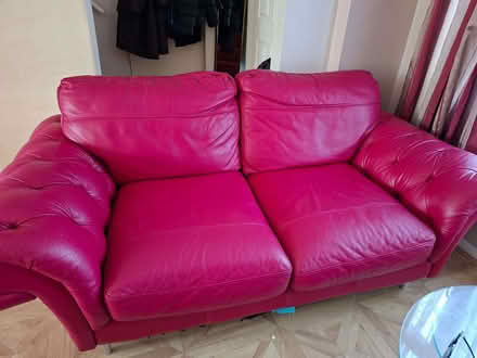 Photo of free 2 Pink pure leather sofa and memory foam mettress (Rainham RM13) #1