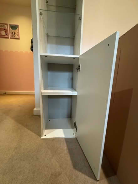 Photo of free Tall white bathroom shelves (RG40 Central Wokingham) #2