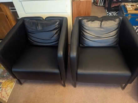 Photo of free 2 Black Faux Leather IKEA Armchairs (02130) #1