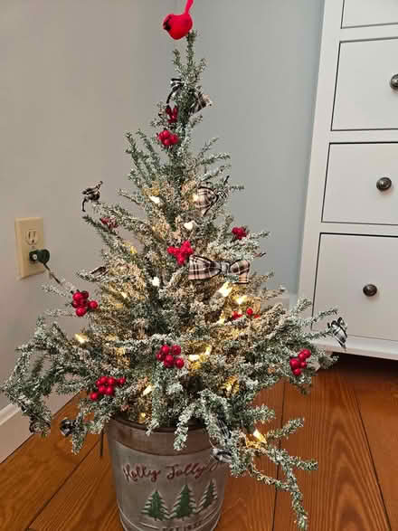 Photo of free Artificial tree in metal pail (Holland center) #1