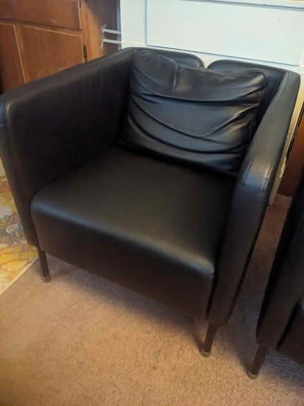 Photo of free 2 Black Faux Leather IKEA Armchairs (02130) #2