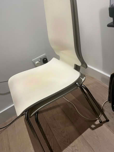 Photo of free set of 4 wood/chrome dining chairs (Poplar E14) #1
