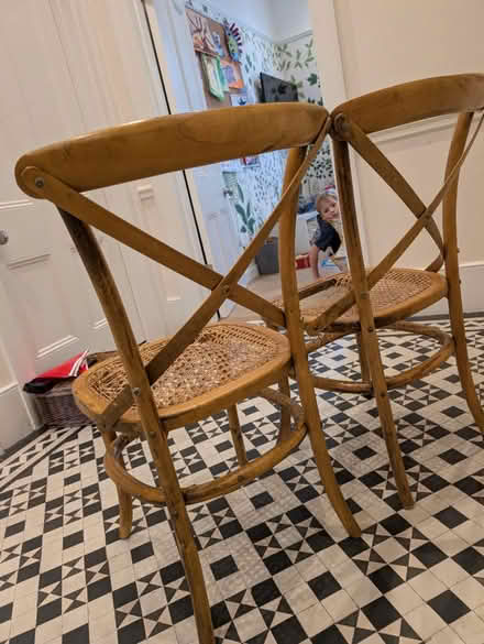 Photo of free 2 woden chairs, broken rattan seats (Putney SW15) #2