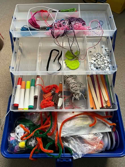 Photo of free 2 crafts boxes: felt, threads, feathers, stick on googlyeyes (Shepherds Bush W14) #1