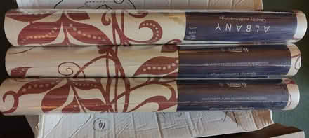 Photo of free 3 rolls of red and cream floral pattern wallpaper. (Eastbourne BN21) #1