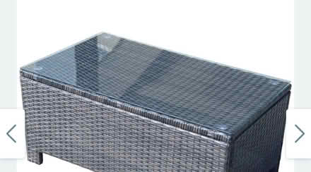 Photo of free Old oak table needs lot sanding on top - ok for garden/ allotment DIY enthusiasts Black wicke outside coffee table glass top ( ok condition)TW75BZ (Brentford TW7) #3