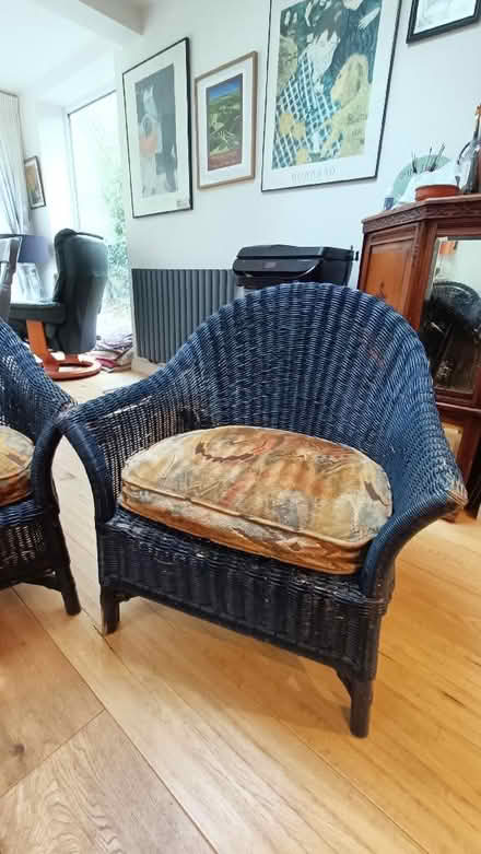 Photo of free 4 Blue Wicker Chairs with Cushions (Farnborough BR5) #2