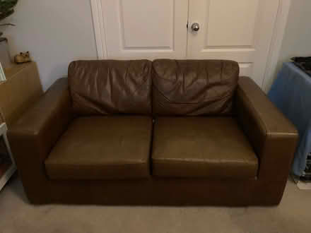 Photo of free Brown Leather 2 Seater Sofa (Burton-in-Kendal LA6) #1
