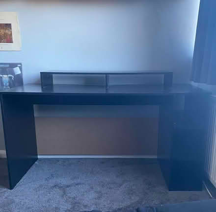 Photo of free Black Study Desk with monitor table (Downley HP13) #1