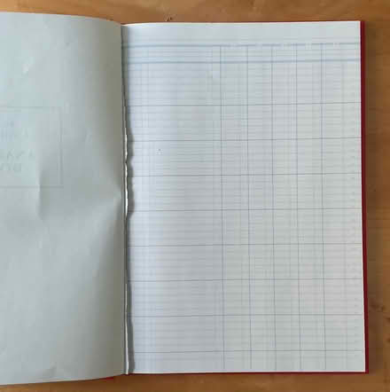 Photo of free Collins Cathedral Analysis Book, red with gold lettering, A4 size (Booker HP12) #2