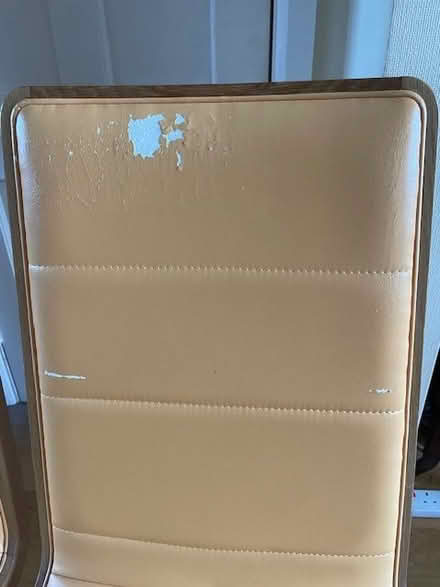 Photo of free 2 dining chairs - sturdy frame, worn fabric, warm yellow (Botley OX2) #3