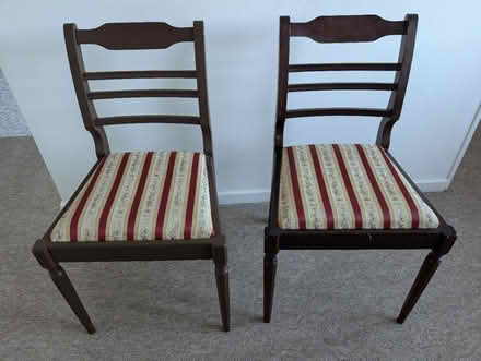 Photo of free 2 wooden chairs with padded seat (RH16) #1